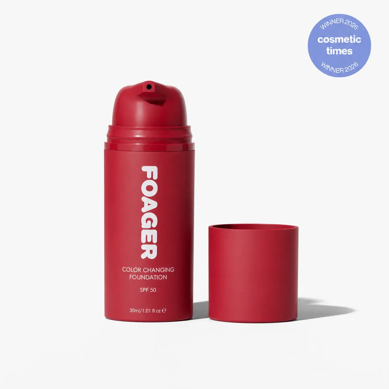 FOAGER Color-Changing Liquid Foundation, SPF 50, for Light-Medium to Medium Skin Tones & All Skin Types - Cream-Like Lightweight Face Makeup with Buildable Coverage, Natural Matte Finish