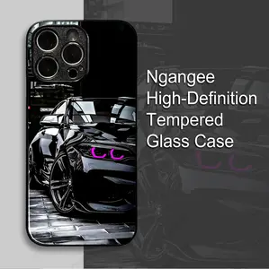 Car-Patterned High-Definition Tempered Glass Back Cover Phone Case Compatible with iPhone 17 16 15 14 13 12 11 Models Cool Dazzling Visual Experience