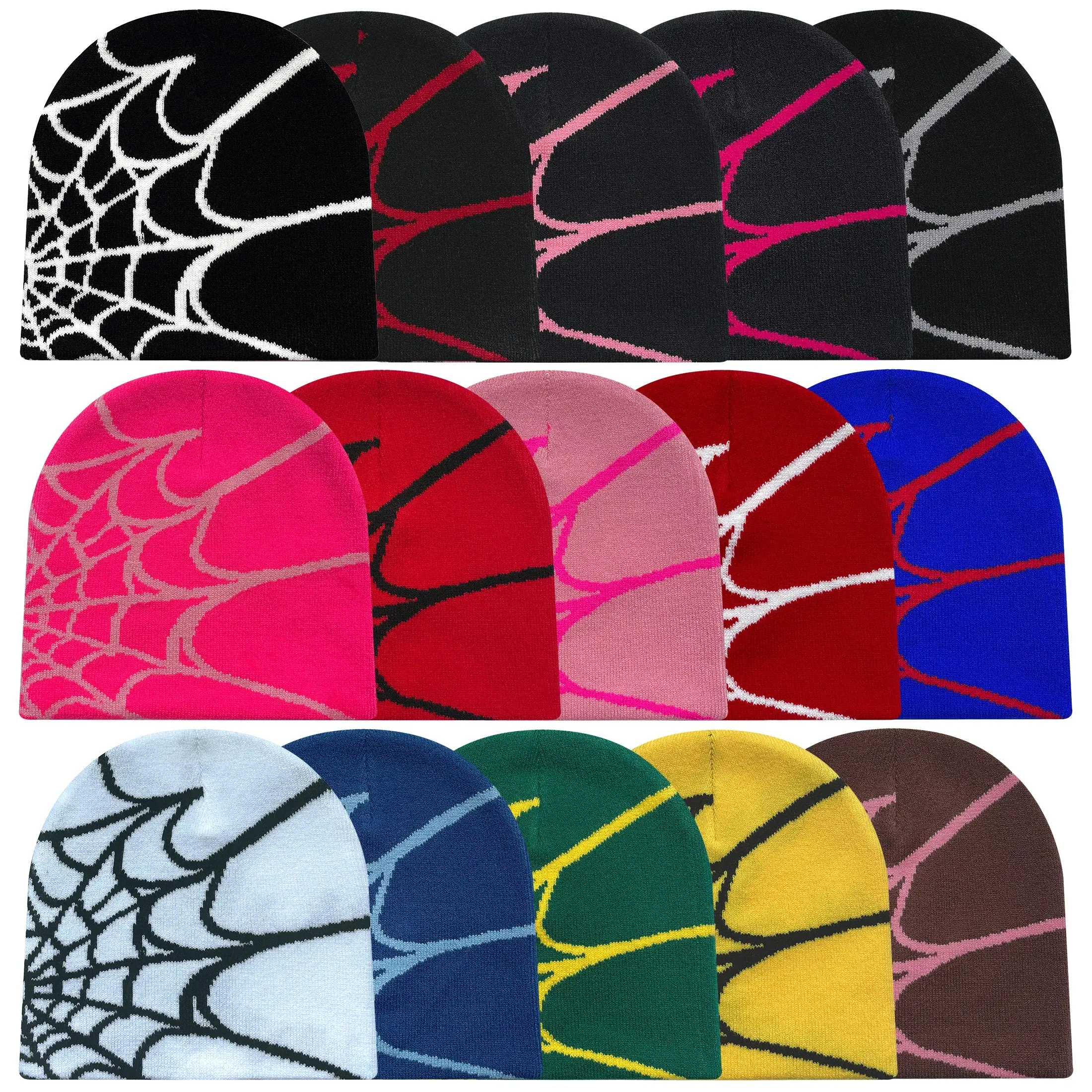 Spider Web Beanie – Unisex Grunge Knit Hat