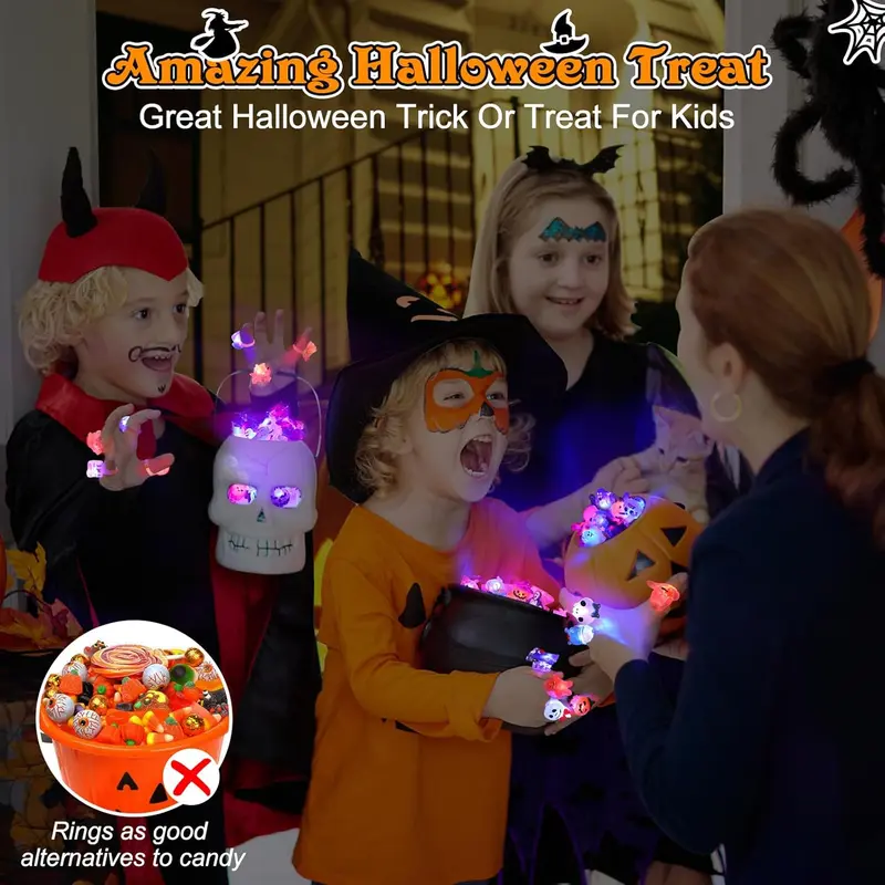 50pcs Glow Flashing LED Halloween Rings with LED Lights, Child Festive Party Favors, Halloween Goody Bag Basket Stuffers Fillers 50pcs Glow Flashing LED Halloween Rings with LED Lights, Child Festive Party Favors, Halloween Goody Bag Basket Stuffers Fillers