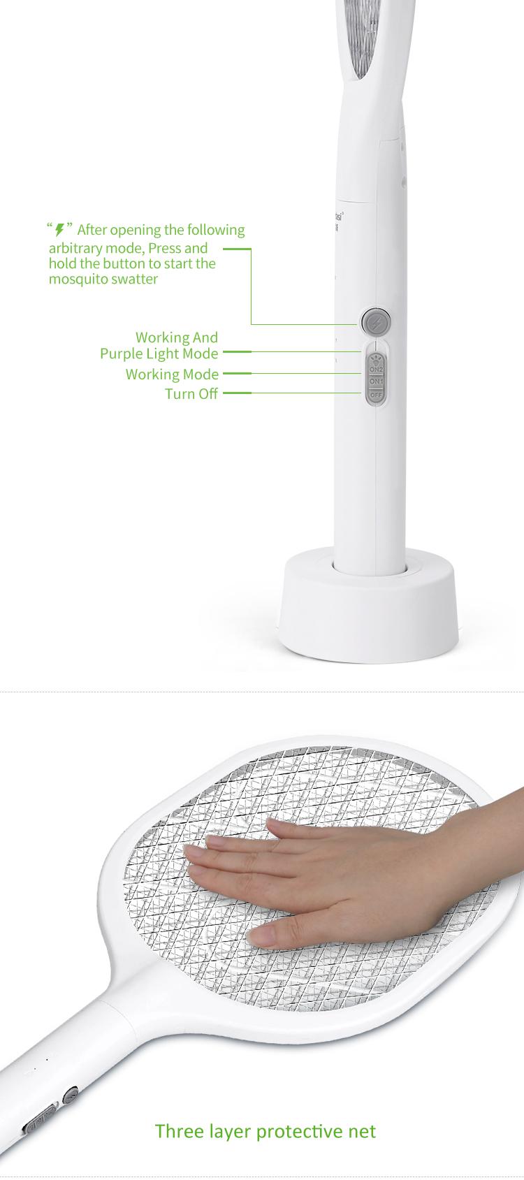 Rechargeable Electric Fly Swatter,Bug Zapper Racket with 1200mAh Battery, USB-C Charging,Mosquito Killer with Purple Light,Triple-Layer Safety Net, Ideal for Indoor&Outdoor Use