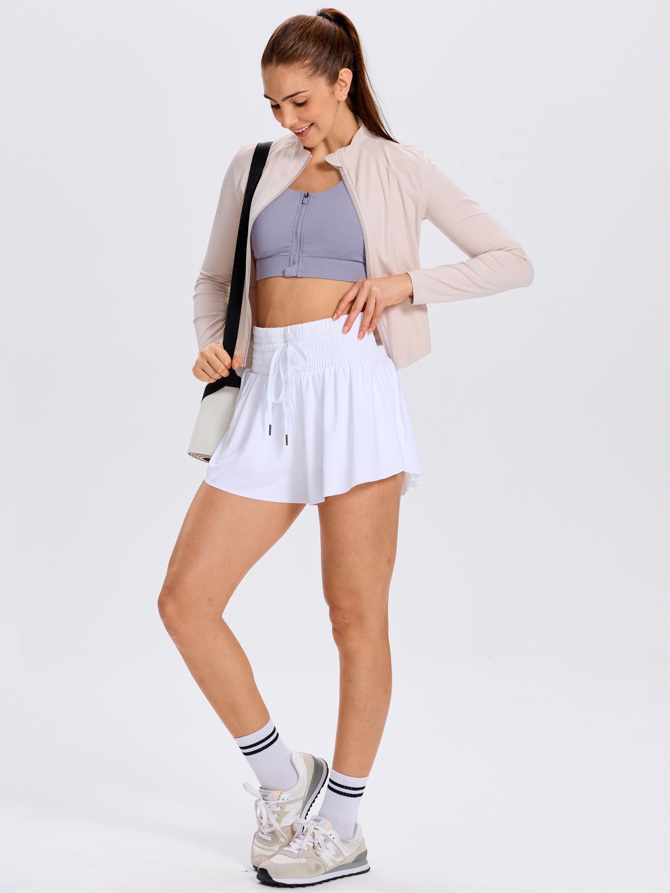 High Waisted Flowy Womens Athletic Shorts Gym Yoga Workout Running Golf Tennis Sports Active Wear Skorts Skirts With Pockets Spandex Sweat Pants Cute Lounge Clothes Casual Spring&Summer