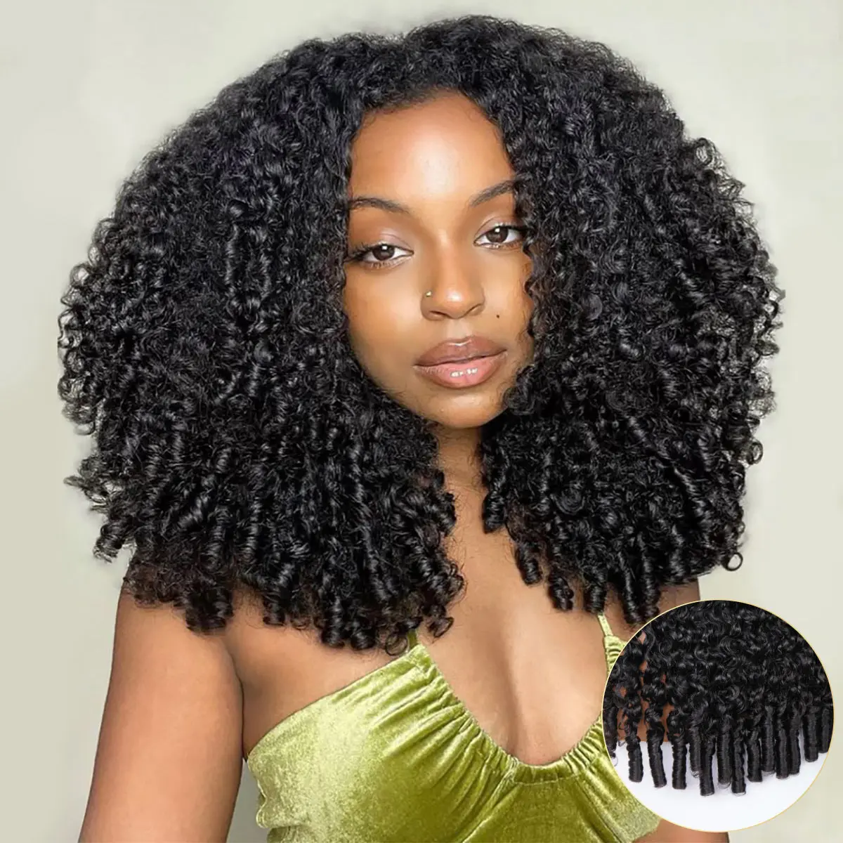 OQ HAIR Burmese Curly Half Wig Full 250% Density 3 In 1 Wear Go Glueless Half Wig Human Hair V Part Wig with Drawstring Spiral End Beginners Friendly #DealsForYouDays