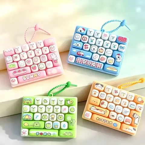 26-Key Mini Fidget Keyboard Keychain, Portable Sensory Stress Relief Toy, Cute Backpack Accessory and Gift for Kids & Adults