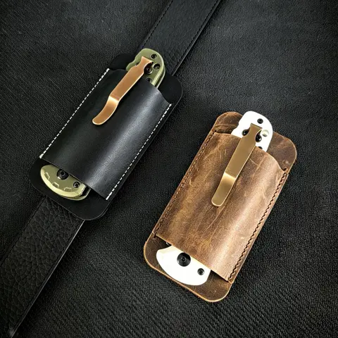Men's Leather Solid Color Durable Knife Case,Leather Knife Case, Lightweight Foldable Knife Sheath,Durable Outdoor Hiking,Black/Brown