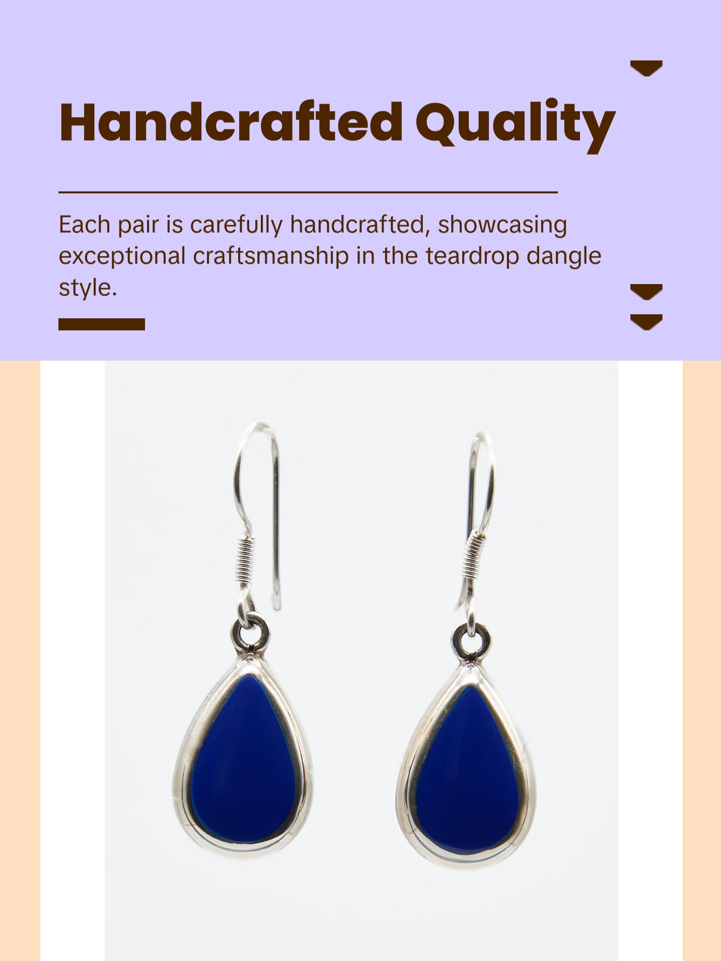 Teardrop Dangle Earrings with Enamel