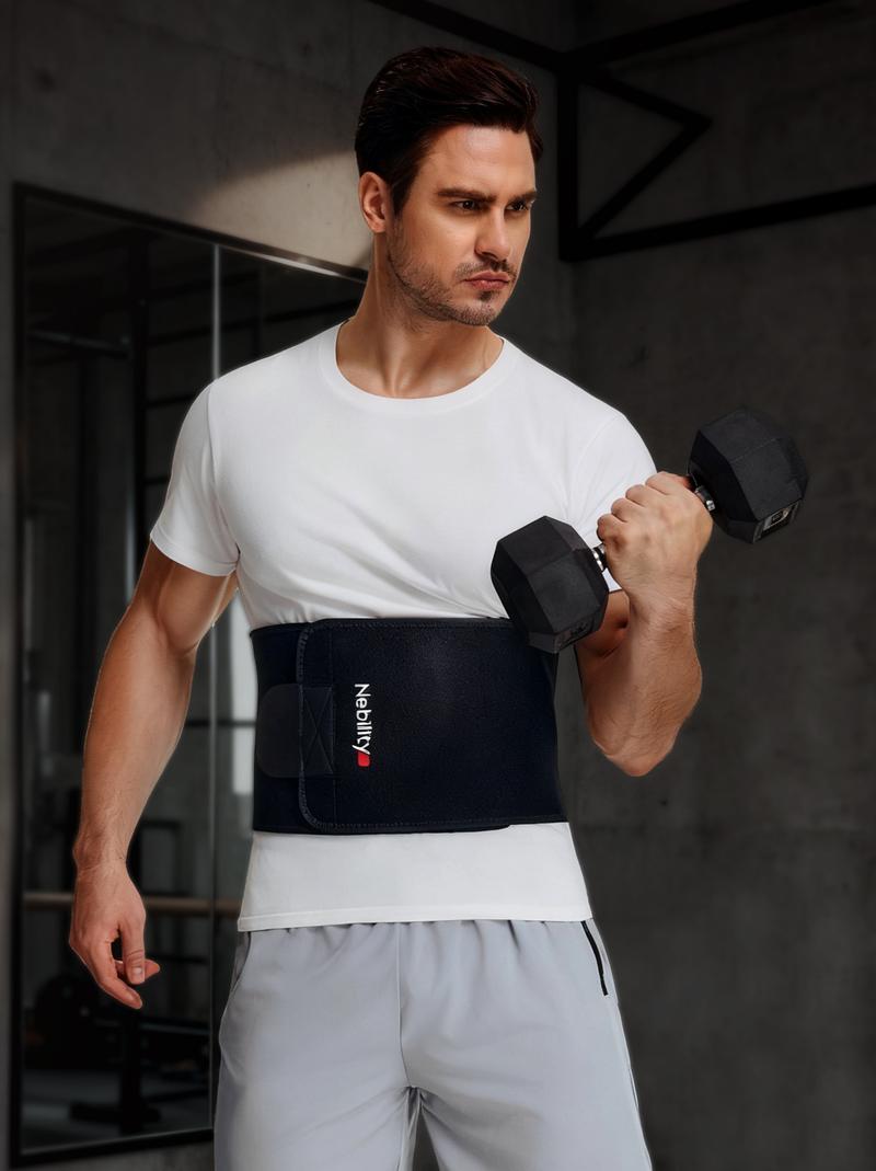 【Nebility】Men’s Waist Trainer Fitness Belt – Sweat-Activating Waist Trimmer with Support, Core Temperature Boost, Lumbar Support & Adjustable Velcro Fit
