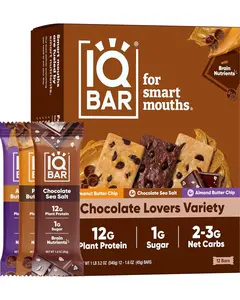 Plant Protein Bars - Chocolate Lovers Variety - Keto, Vegan, Low Carb, High Fiber, Gluten/Dairy Free, Low Sugar Snack with Nutrients for Focus, Energy, Meal Replacement 12-Count