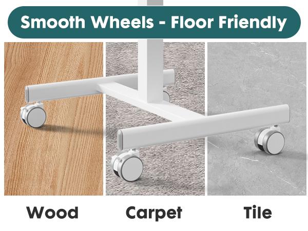 HomeSquad Portable Rolling Workstation- Adjustable Standing Desk with Wheels- Mobile Laptop Cart- Rolling Podium Stand- Adjustable Height Overbed Table