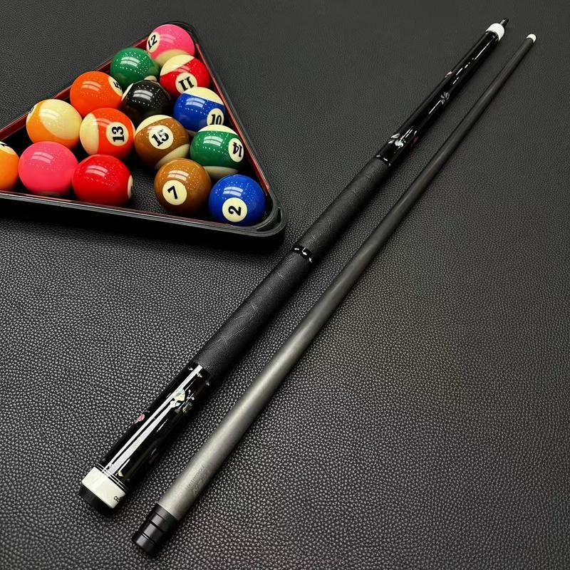 Carbon-Fiber Pool Cue LD Shaft with 1/2 Joint for Spin Control - Heavy-Duty Black Shell Inlaid Leather Grip, Water-Resistant & Splice-Proof Tip (11.8mm) w/ Extension - Professional Billiard Cue Stick