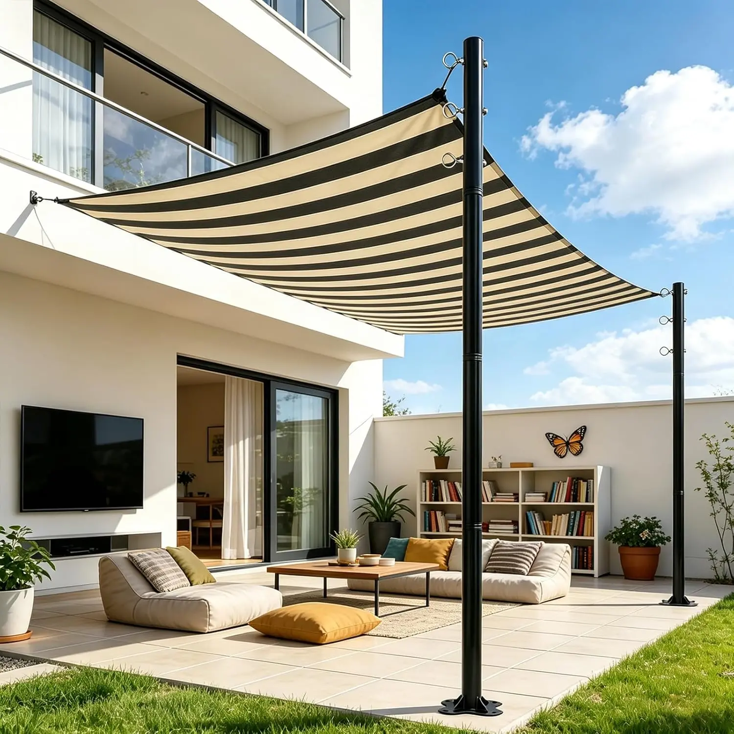 2 Pack 12 Ft Shade Sail Poles, Heavy Duty Metal Outdoor Support Post Kit, Rust-Resistant Shade Sail Support Poles, Adjustable Metal Sun Shade Poles for Patios, Courtyards, Backyards and Gardens tiktokshopbacktoschool