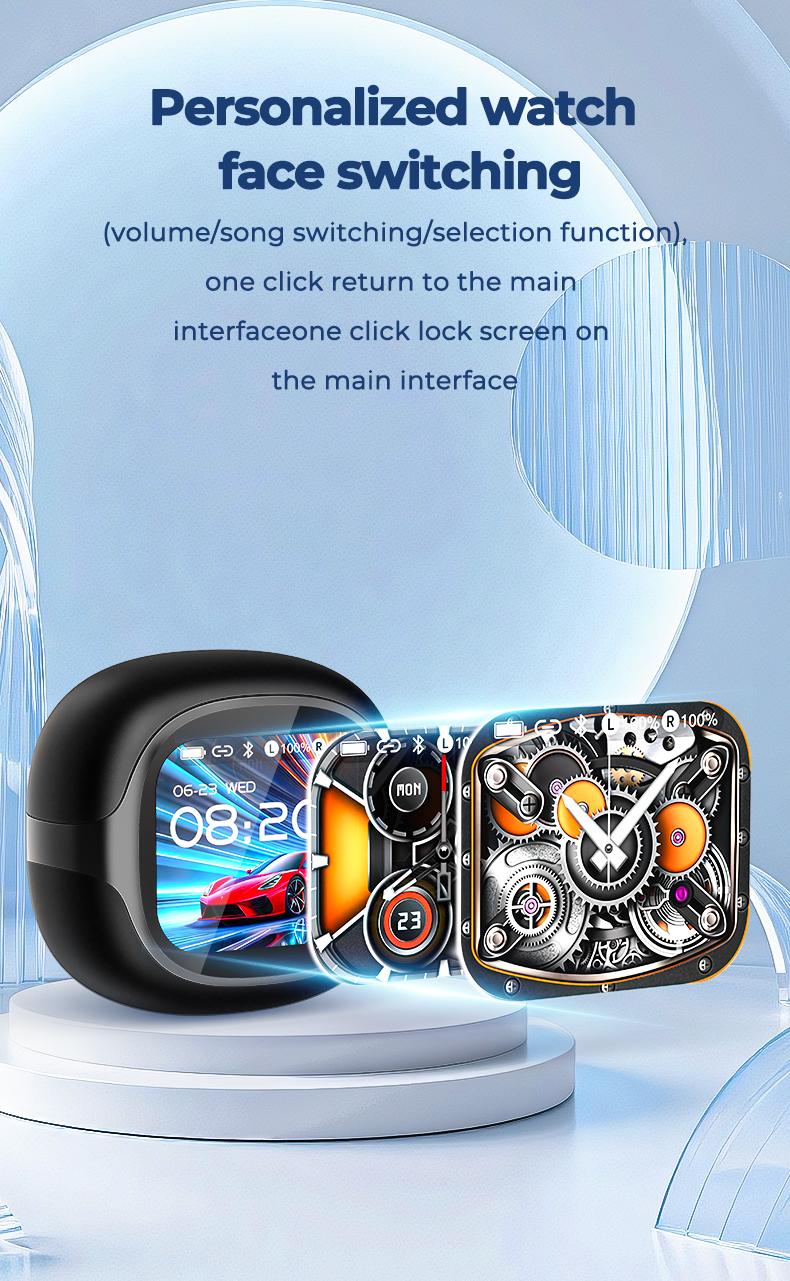 HTC NE58 OWS Translation Bluetooth Earphones with LED Multifunctional Touch Screen, Bluetooth 6.0, Real-time translation in 134 languages, HD calls. Suitable for gaming, sports, music, travel, meetings, and learning.