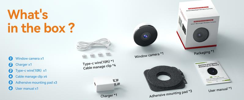 4MP Window Camera with Full-Color Night Vision, 4mm Blacklight Lens, AI Motion Detection, Two-Way Audio, Dual-Band WiFi