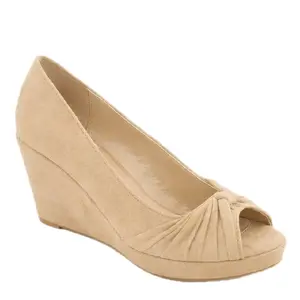 WEDGE YOU SWADE ME Women's Black Suede Round Toe Wedge Heeled Shoes - Slip On Summer Fashion Footwear for Elegant & Stylish Looks