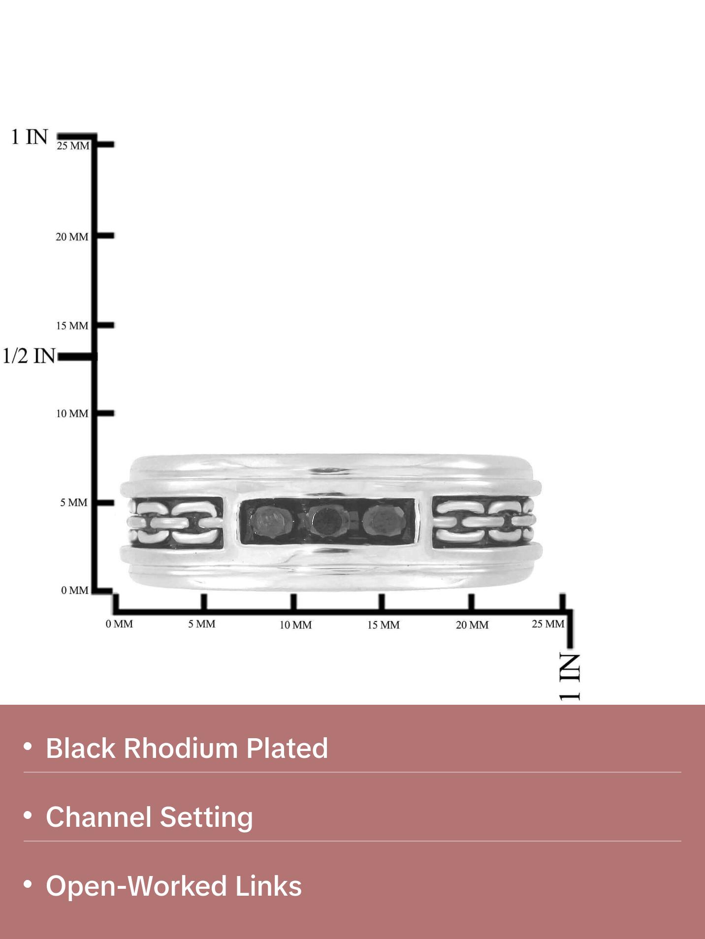 SilveRado™ for Mens 1/4 Carat T.W. Black Diamond Sterling Silver Textured Band Ring for Men