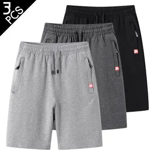 3PCS, Men’s casual sports solid-color knit shorts, perfect for summer wear