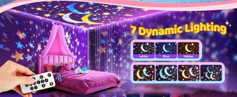 Onefire Kids Night Light with 15 Films+15 White Noises，Baby Night Light Projector, Remote Kids Night Light ，Projector Light for Kids，Baby Girl Gift，Birthday Gifts Christmas Gifts for Kids，Boys Toys，Ages  1-10  girl  toys