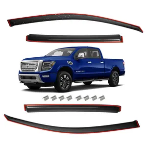 In-channel -For Nissan Titan Crew Cab 2016-2024 Window Visor- Smoke Tinted # Rain guard# Rainproof#Sun Shade#UV Protection# Easy-Install # Vent Shades# Car Windshield# Car Weather Shields# Wind Deflector