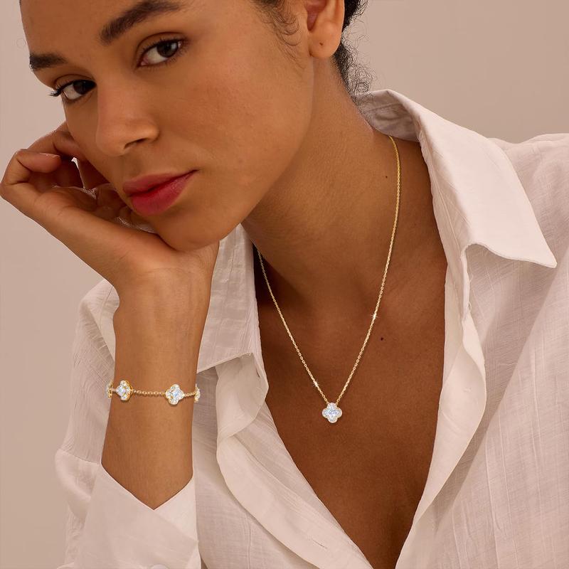 【#N351】UCCIYO Four-Leaf Clover Shape Pendant Lab-Created Moissanite S925 Sterling Silver Moissanite Pendant Necklace For Women Men Hip Hop Jewelry Gift