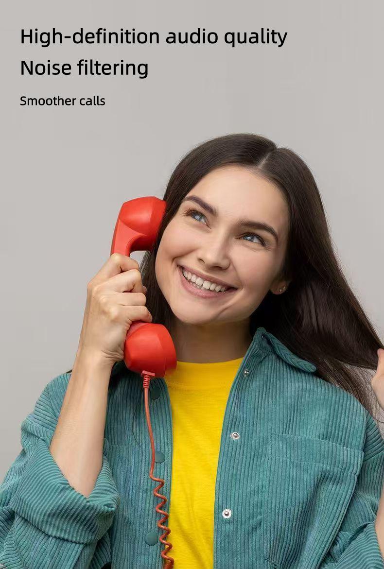 1pc Vintage Wired Handset for Mobiles with 3.5mm and Type-C Jack, Built-in Mic & Volume Control – Classic White Fixed Phone Receiver Design – Tangle-Free Cable, Smartphone Compatible, Retro Aesthetic Accessory | Durable Plastic Construction