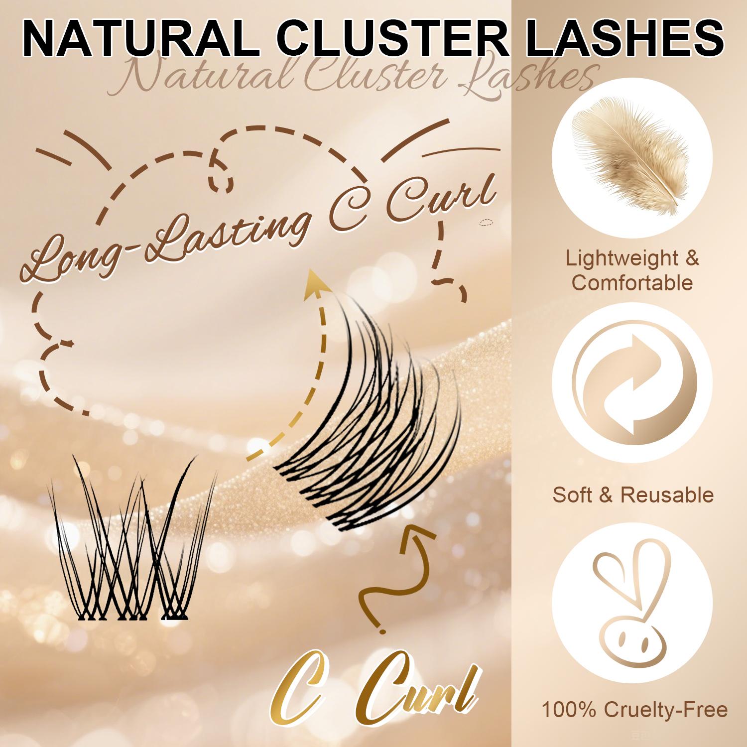 FEEGO Natural Look Lash Extensions Kit Individual Lash Clusters 9-12mm Waterproof Wispy Short C Curl Super Thin Band with Bond & Seal Tweezer for DIY Eyelash Extension at Home Beginners friendly Women&Girls Cosmetic Makeup
