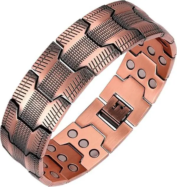 1 Men's magnetic bracelet, featuring 3 rows of neodymium magnets, strong magnetic force, beneficial for muscles and blood circulat