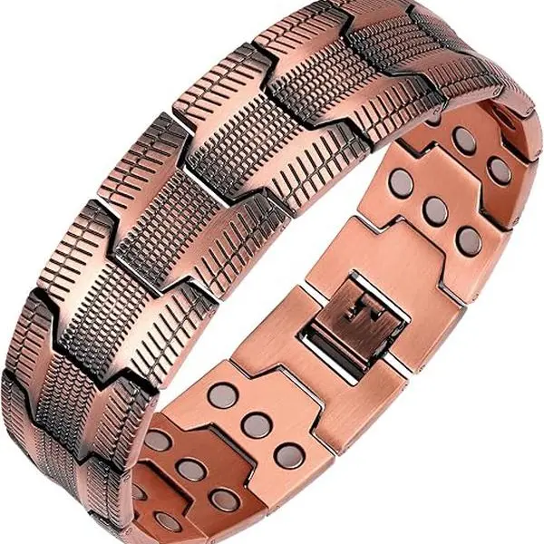 1 Men's magnetic bracelet, featuring 3 rows of neodymium magnets, strong magnetic force, beneficial for muscles and blood circulat