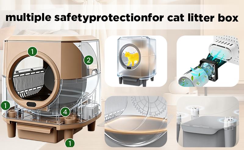 9Dreamcat Smart Cat Litter Box, Hands-Free Self-Cleaning, Large-Capacity, Odor-Free, APP Control, Multi-Cat Home, Modern Design, Includes Floating Brush & Aroma Box