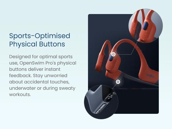 SHOKZ OpenSwim Pro - Open-Ear Bone Conduction Bluetooth Headphones & 32GB MP3 Player, IP68 Waterproof, Secure Fit for Workouts, Running and Swimming