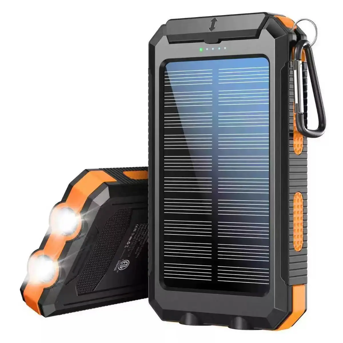 10000mAh Solar Panel Power Bank, Waterproof Mobile Solar Charger with LED Light & Dual USB Ports, Travel Battery Pack for iPhone, Android Devices & Electronics Accessories, Charging