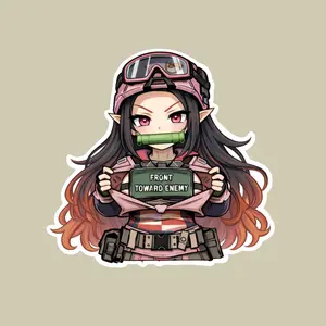 Nezuko Tactical Chibi Anime Sticker, Demon Slayer Cute Demon Girl Vinyl Decal, Kawaii Anime Sticker