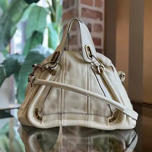 Pre-owned Chloé Leather Shoulder Bags CHLOE Paraty Medium White Top Handle Bag