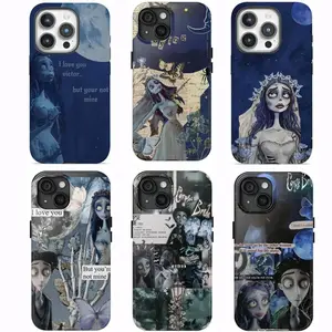 Y-Corpse Bride iPhone Case Victorian Undead Bride,Halloween,blue phone case ,for iPhone 16 15 14 13 12 11 17Pro Max,for Samsung S25 S24 S23 S22 Ultra,Protective Cover,give her/him a gift for Christmas and Thanksgiving