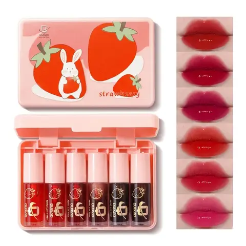 6-Color Lip Tinted Stains Set for Women - Mini High-Pigment Lipstick, Hydrating Moisturizer Lipgloss, Multi-Use Cosmetic for Lips/Cheeks/Eyes, Waterproof Long-Lasting Non-Sticky Shiny Makeup, Ideal Womens Gifts