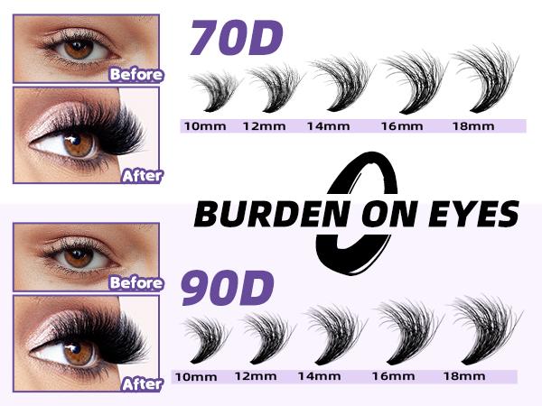 B&Q 3D 70D+90D Kit l 280pcs Lightweight Volume Lash Clusters,D-Curl,Lash Bond & Seal(10-18MIX) for DIY Eyelashes Extension, Waterproof Makeup Cosmetic Realistic Salon Quality,Visual Volume