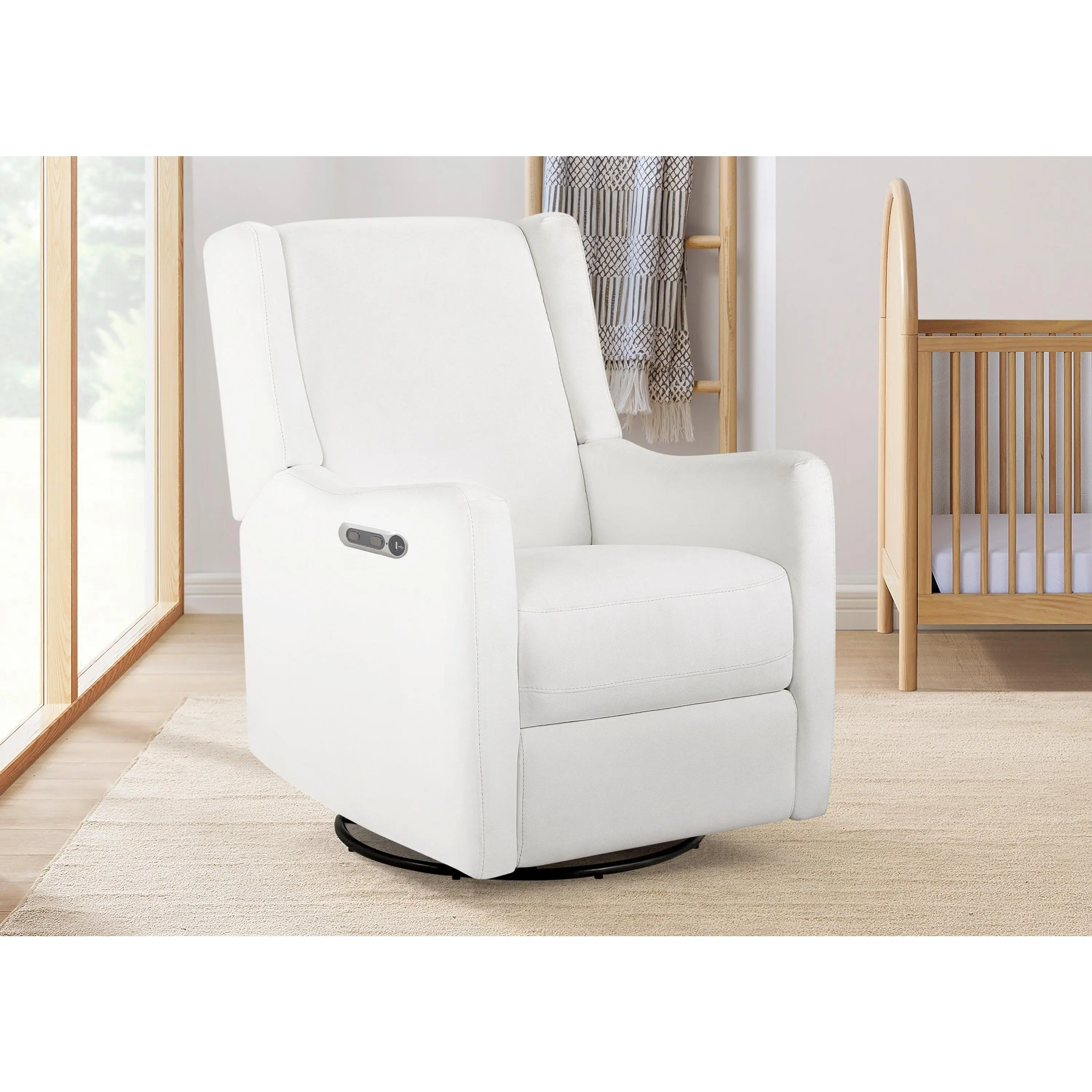 Mercer Electronic Power Recliner Swivel Glider - Deep Seat, Multiple Positions, Padded Arms, USB Charging (USB-A & Type-C Ports), Stain-Resistant Performance Fabrics Indoor Chair