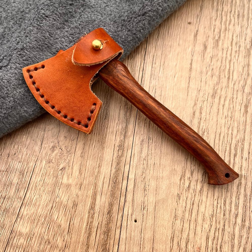 Mini axe with leather sheath, suitable for waist and neck hanging, multifunctional EDC tool for unboxing and opening letters