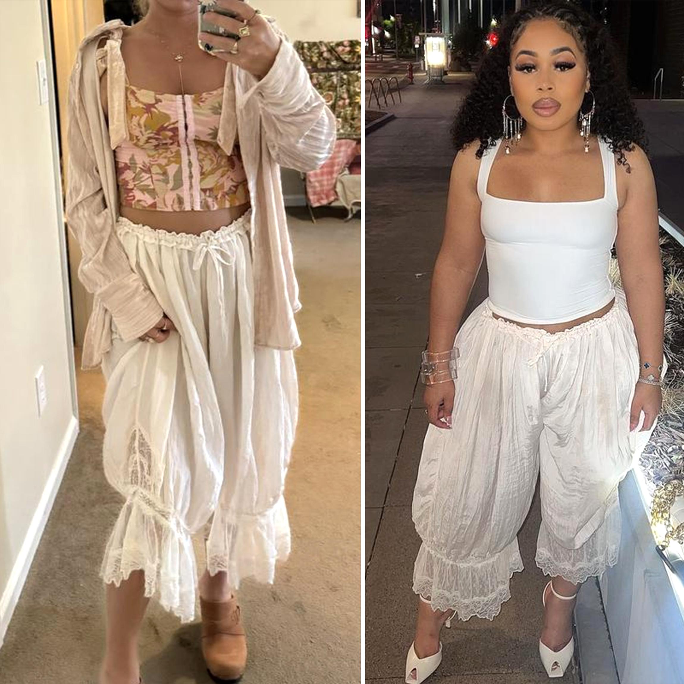 Buenoble Forever Young Lace Bloomers Pants for Women Cropped Boho Loose Fit Crinkled Fabric Fairycore Retro Style Buenoble Forever Young Lace Bloomers Pants for Women Cropped Boho Loose Fit Crinkled Fabric Fairycore Retro Style