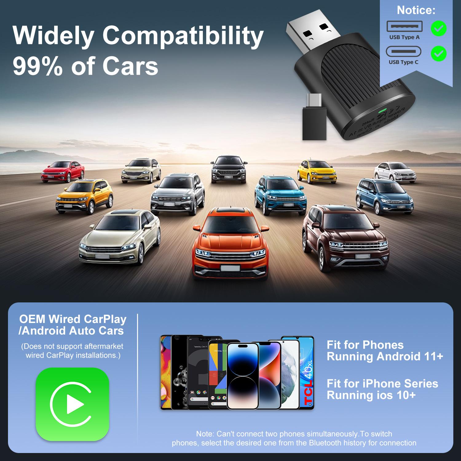 2026 Wireless Carplay Adapter for iPhone/Android - Fast Connection,No Latency,Hands-Free Call wireless adapter Electronic Charger CarPlay Adapter