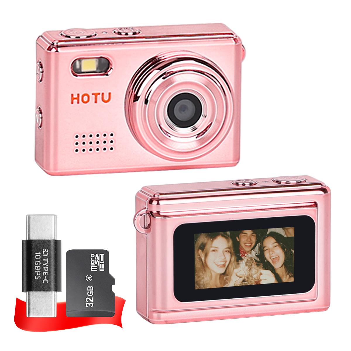 HOTU Mini Keychain Digital Camera – Sparkling Rose Gold Y2K Pocket 1080P HD Camera with 1MP Lens, Flash & 0.96" Screen, 32G Card Included, Retro Vlog Camera for Travel, Concerts, Kids & Instant Party HOTU Mini Keychain Digital Camera – Sparkling Rose Gold Y2K Pocket 1080P HD Camera with 1MP Lens, Flash & 0.96" Screen, 32G Card Included, Retro Vlog Camera for Travel, Concerts, Kids & Instant Party