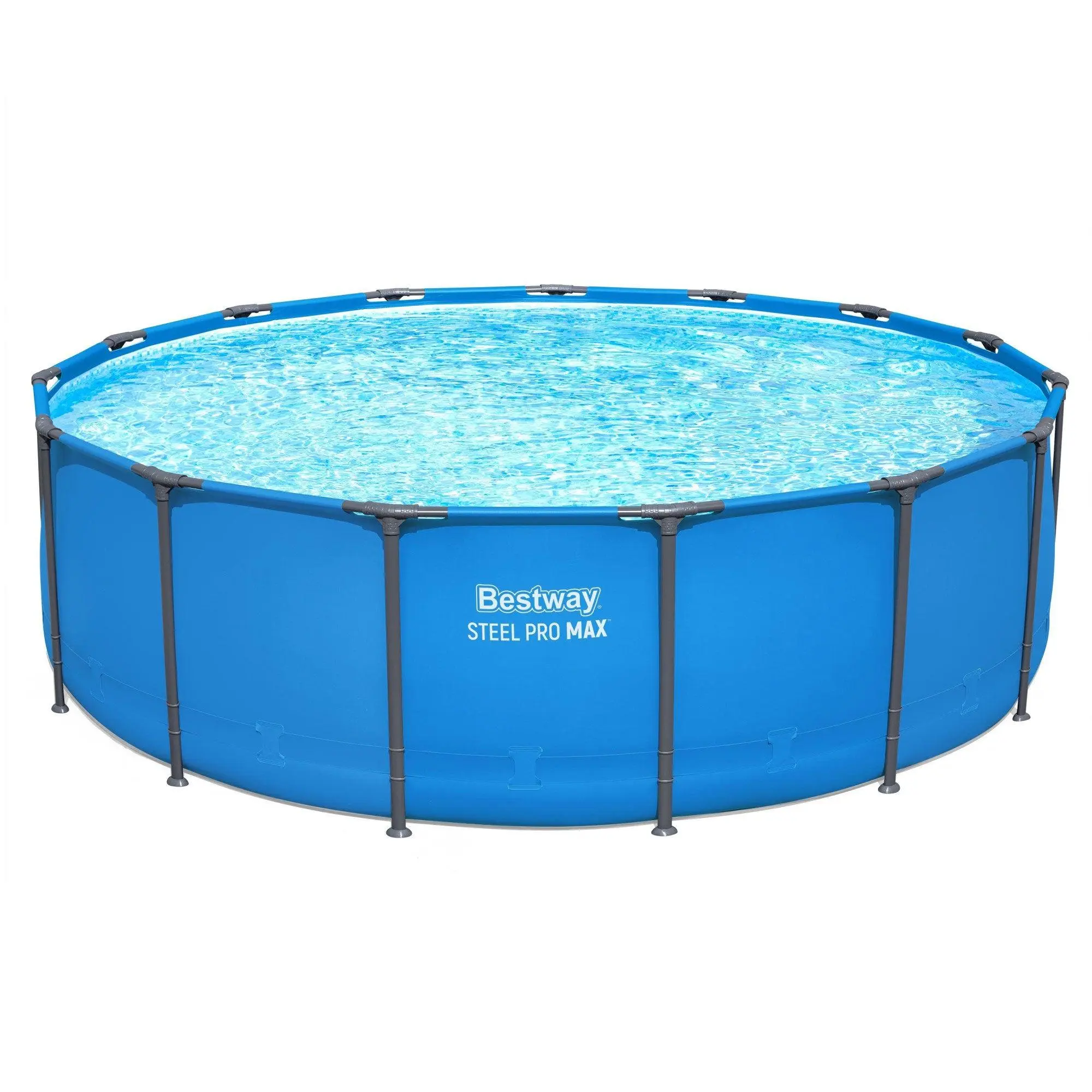 Bestway Steel Pro MAX Round Above Ground Pool, Blue (15 Ft | 14 Ft | 12 Ft | Size Options)