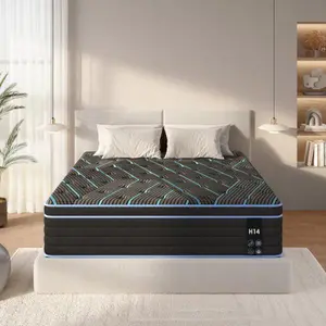 10/12 inch Queen Size Mattress Black+Blue Upgrade Strengthen Memory Foam Hybrid Twin Mattresses, Matress in a Box with Individually Pocketed Innerspring, Medium Firm