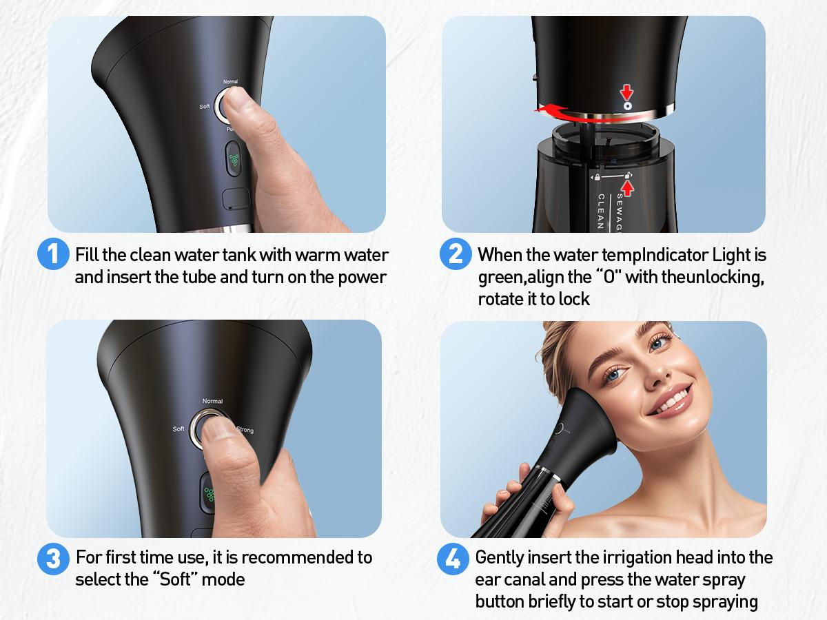 HeaDot Electric Ear Wax Removal - Water Spray,Rechargeable,Temp Detection,IPX7 Waterproof,Effective Ear Flushing System - Viral Ear Cleaner