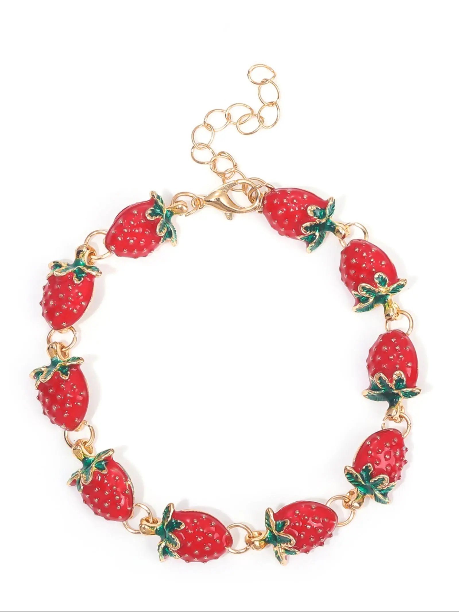 Cute Strawberry Charm Bracelet, Stackable Bracelets, Fashionable Bangle, Fashionable Jewelry for Women & Girls, Trendy All-match & Exquisite Jewelry for Birthday Gift, Summer Dainty Jewelry