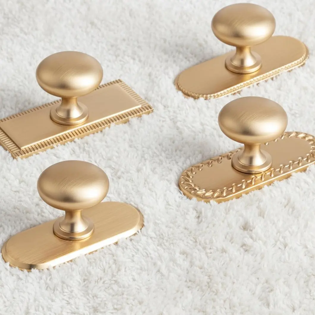 6-Pack Champagne Bronze Finish Cabinet Knobs with Backplates - Single-Hole Mount Cabinet Handles, Easy Install Hardware for Bedroom & Kitchen to Enhance Aesthetic Appeal (No Warranty)