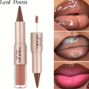 2-in-1 Matte & Gloss Lipstick – Waterproof, Hydrating Berry Shades Cosmetic