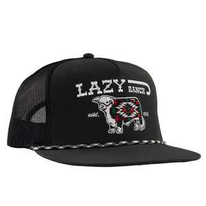 Lazy J Ranch Heather Black White Alpine Classic Rope Trucker Hat