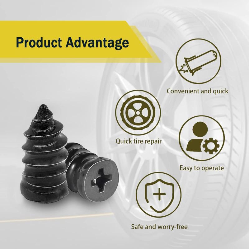 60 Pcs 2-Size Tire Repair Screws Plug Kit with 1 Screwdriver, Self-service Tire Repair Vacuum Rubber Nails for Car/Motorcycle/Truck/Tractor, Fast Puncture Repair Supplies 60 Pcs 2-Size Tire Repair Screws Plug Kit with 1 Screwdriver, Self-service Tire Repair Vacuum Rubber Nails for Car/Motorcycle/Truck/Tractor, Fast Puncture Repair Supplies