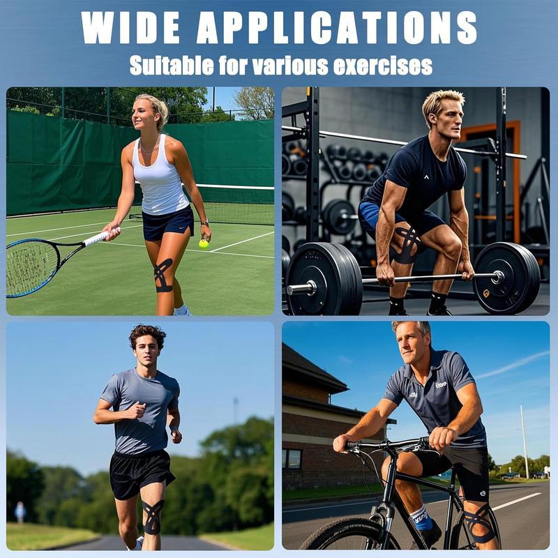 Pre-Cut Kinesiology Tape For Knees Athletic Tape For Knee Support, Stability, And Pain Relief Waterproof, High-Elasticity, Breathable, Hypoallergenic, And Latex-Free Available In Multiple Colors (Ideal For Training And Basketball)