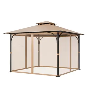【Summervibes】VEVOR Gazebo Netting Replacement, Fit Most 10 x 10 x 7 FT Gazebo Curtain, Outdoor Garden Net, 4-Panel Sidewall Mesh Net, Patio Midge Netting with Double Zipper, Canopy Screen (Netting Only)